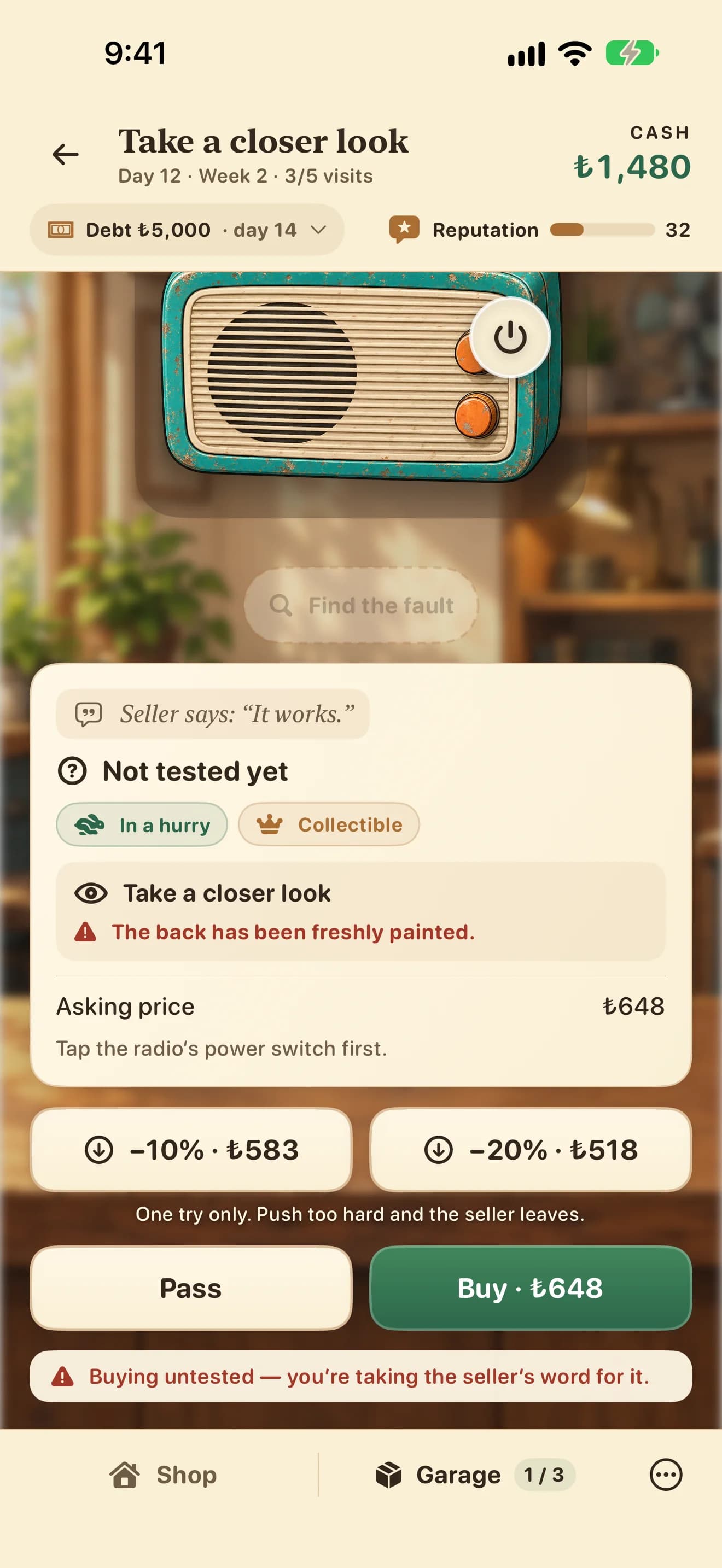 Second-Hand Shop: Fix & Sell — Buying