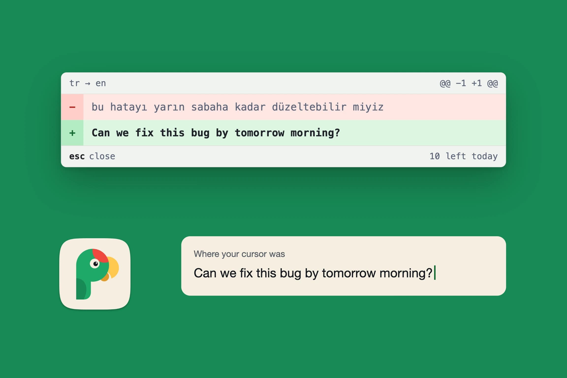 Product scene featuring Pasteparrot